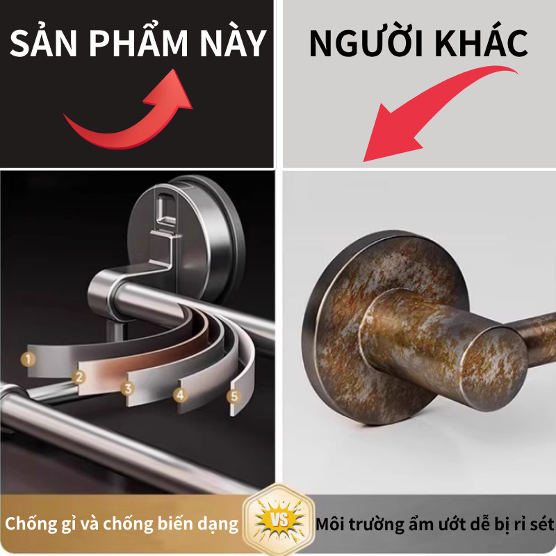 Giá treo khăn nhà tắm bằng cốc hút,30-60CM,hợp kim nhôm chống rỉ,Không Cần Khoan Tường,Lắp đặt Dễ Dàng