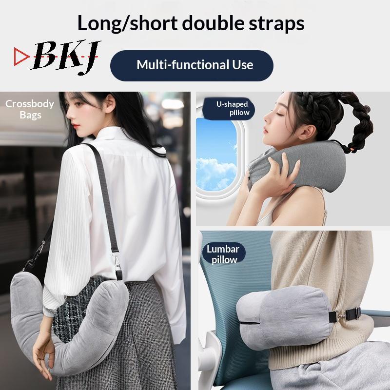 [KJ] Gối du lịch Ne có túi đựng quần áo có thể đổ đầy Vỏ gối hình chữ U Vỏ gối lông cừu pha lê Ne cho du lịch trên máy bay [Mới]