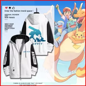 YB1 Pokemon Bulbasaur Squirtle anime Dây Kéo Áo Khoác Áo Unisex Top BY1