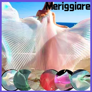Vải Organza xếp ly MERIGGIARE, Vải vải nàng tiên cá cầu vồng 100 * 150cm, Sáng tạo Handmade Sáng bóng Chất liệu DIY May váy bé gái