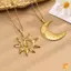 Mặt dây chuyền mặt trời và mặt trăng cỡ lớn bằng thép không gỉ cho nữ Trang trí trang sức cổ điển Vàng dây buộc nữ mới