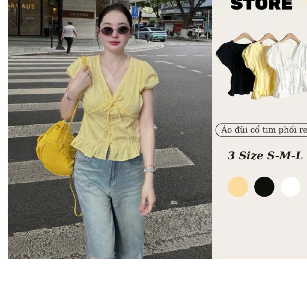 Áo Sơ Mi Đũi Cổ Tim Phối Ren Có Nơ Dáng Babydoll, Áo Sơ Mi Nữ Kiểu Xinh Style Hàn Quốc MMA119 - SamHi Closet
