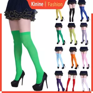 KIN Nữ Bé Gái Đùi Trên Đầu Gối Tất Màu Trơn Opaque Tất Dài