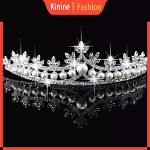 KIN Bắt Mắt Cho Kim Cương Giả Ngọc Trai Pha Lê Tóc Tiara Đám Cưới Veil Băng Đô Vương Miện