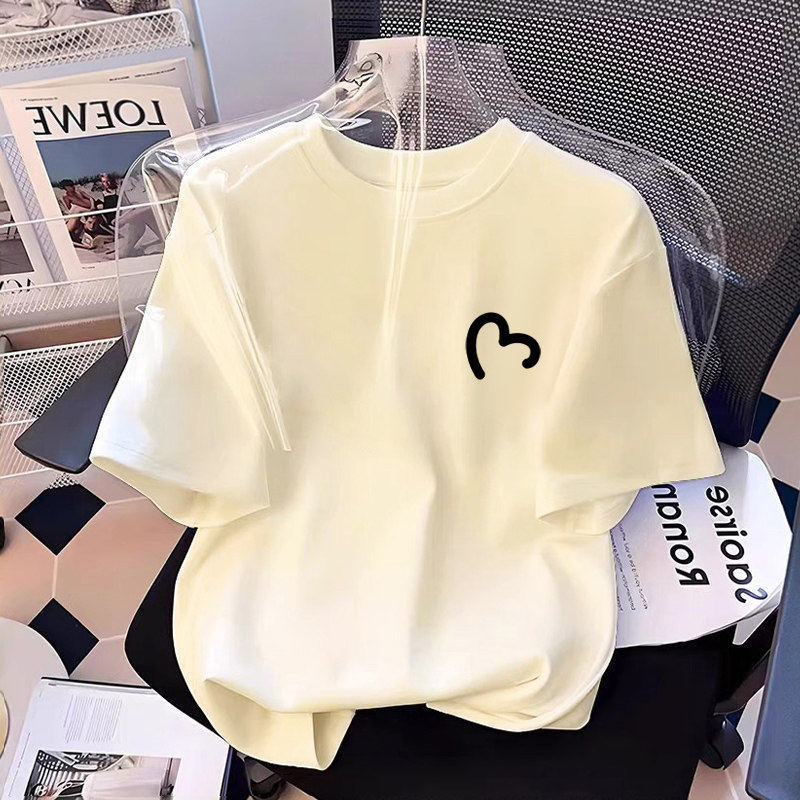 （Giao hàng 24h）Angela áo thun nữ form rộng Mùa hè giản dị phụ nữ tay áo ngắn áo phông tình yêu in unisex 100% cotton