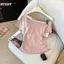HFSHY Thời Trang Slim Off-Shoulder Ren Ngắn Tay Áo Thun Nữ Mùa Hè VN