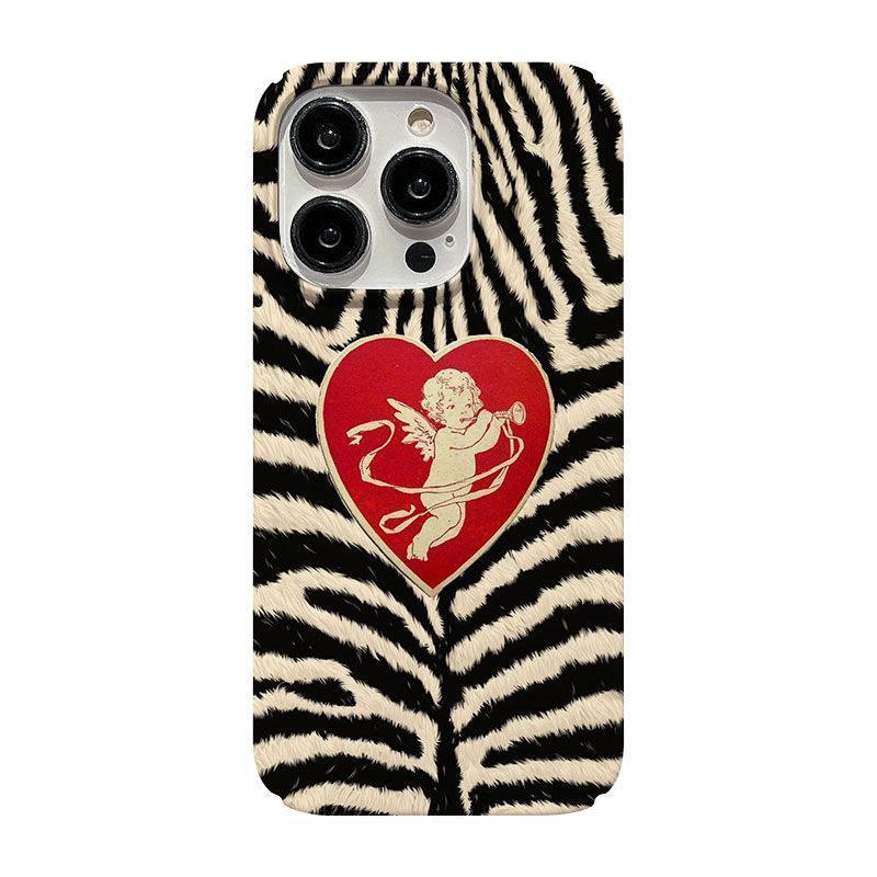 Ốp điện thoại in hình da báo Love Angel QYJS Thích hợp cho IPhone 15 14 13 ProMax 11 12 Pro XR XSMAX 16 E 17 AIR 7 8 PLUS Ốp cứng phim bóng dễ thương