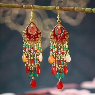 Bông tai hạt bohemian phong cách dân tộc mới, duyên dáng