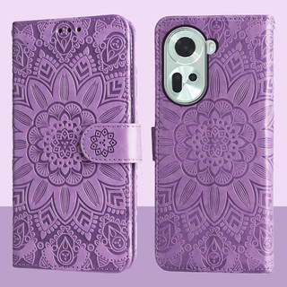 Ví da từ tính Flip Case cho OPPO Reno11 Reno 11 5G Vỏ điện thoại hoa hướng dương dập nổi