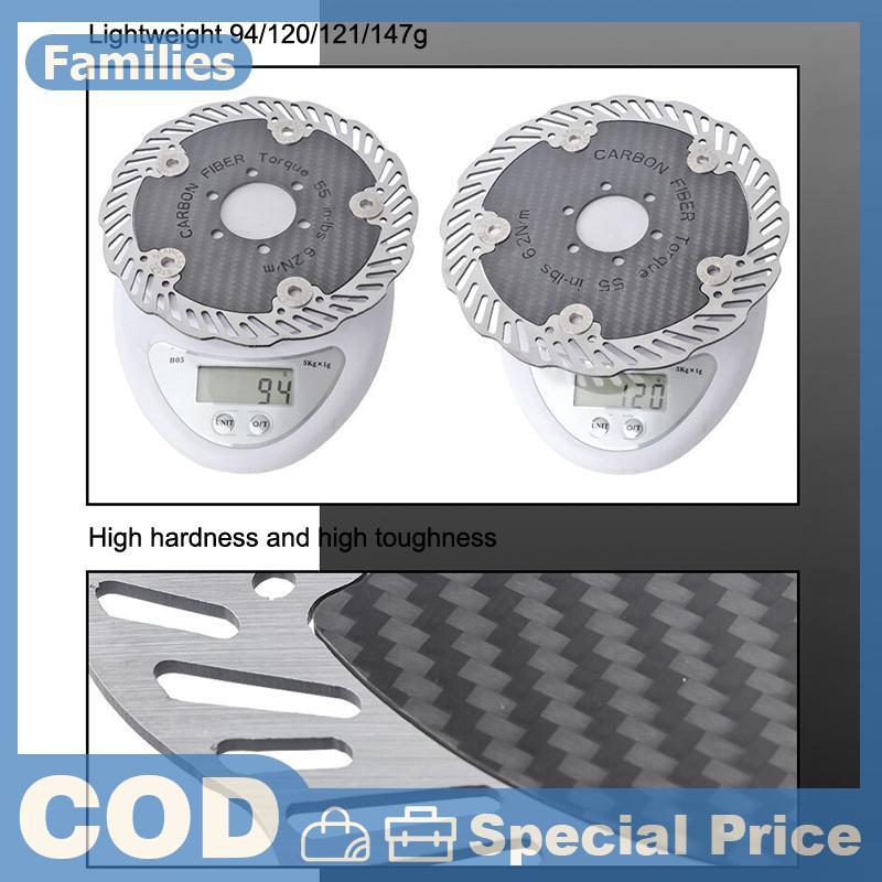 Đĩa phanh sợi Carbon 140 / 160mm Độ bền cao Thiết kế nhẹ Bộ phận thay thế xe đạp đường trường Phụ kiện đi xe đạp 1PC
