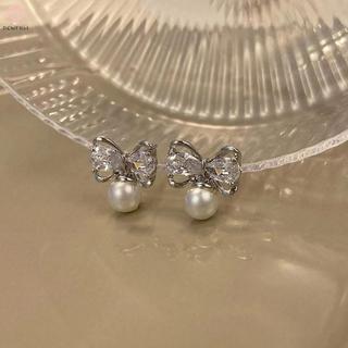 Bông tai xoắn ốc ngọc trai zircon vàng màu, style cá tính retro