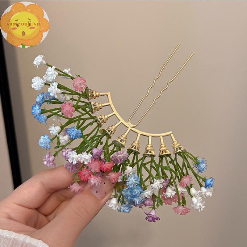 Kẹp Tóc Hình Chữ U Với Hoa Nhân Tạo - Phụ Kiện Tóc Sang Trọng Cho Các Bữa Tiệc