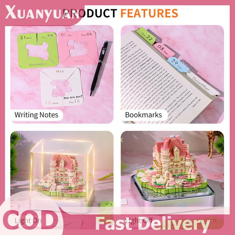 XUAN Time Piece Lịch 2026 Lịch Để Bàn Có Đèn LED 3D Lịch Xé Khắc Giấy Nghệ Thuật Miếng Lót Notepad Quà Tặng Giáng Sinh Tân Gia Trang Trí Máy Tính Để Bàn VN