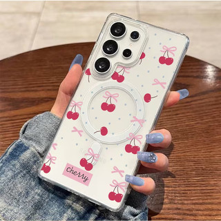 Ốp điện thoại hình anh đào nơ chống sốc S26Ultra có thể so sánh với Samsung s20fe S26 S21PLUS S22 S23 S24 Vỏ siêu chống sốc S25 Plus S25ultra