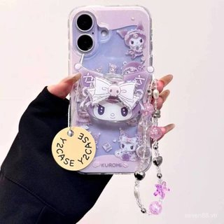 Ốp Điện Thoại Thích Hợp Cho iPhone XR 11 12 13 14 15 16 17 Pro max Plus Air Bow Kuromi Bracket Chain Vỏ Bảo Vệ Chống Sốc Bao Gồm Tất Cả Y7OY