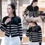 Áo khoác cardigan nữ len dệt kim mềm mại, thiết kế kẻ sọc, khoá kéo, thời trang, thanh lịch MỊN