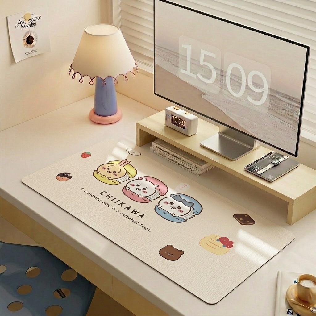 thảm lót chuột da pu chiikawa cỡ lớn thảm trải bàn học cho bé chống nước decor bàn máy tính dễ thương học sinh dày 1mm đẹp
