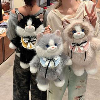 Ba lô mèo sang trọng mô phỏng ALLGIFT, Ba lô Ragdoll sang trọng dung tích nhỏ mềm mại, Kawaii Hoạt hình dễ thương Con rối thực tế Túi đeo vai mèo Quà tặng cho bé gái