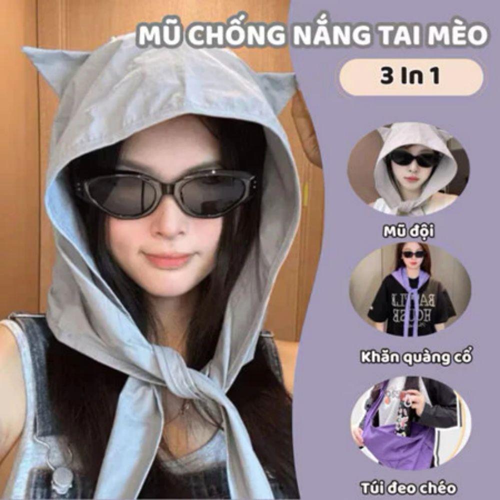 Mũ chui đầu NordicLife, thiết kế ngộ nghĩnh, chất liệu polyester khô nhanh, chống nắng hiệu quả cho nữ