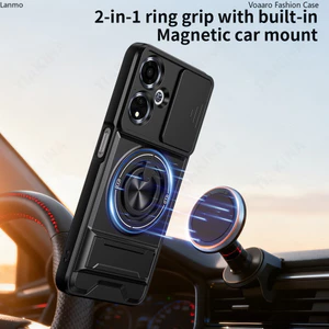 Armor Slide Lens Funda cho OPPO A59 4G Global Case Xoay Vòng Giá Đỡ Từ Tính Cho OPPO A2M 5G Trung Quốc Ốp Lưng Chân Đế Capa
