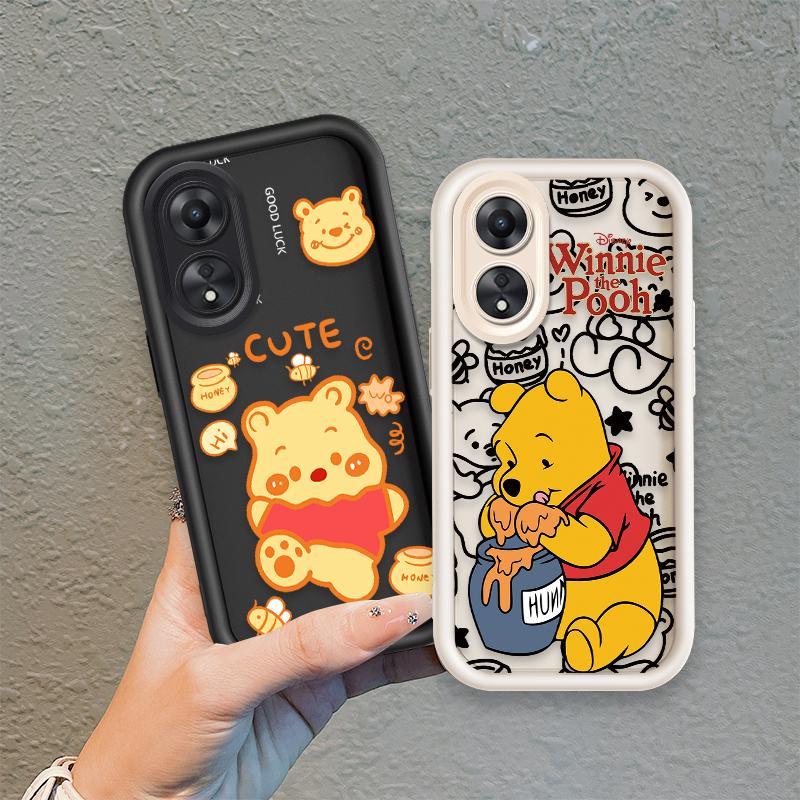 Ốp Lưng Cho OPPO A17 A17K A18 A38 A58 A60 4G Phim Hoạt Hình Silicon Mềm Đáng Yêu Ốp lưng TPU Winnie the Pooh Mắt Thiên Thần Chống Sốc Ốp Lưng