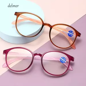 Kính đọc sách chống ánh sáng xanh DELMER Đọc độ phóng đại Lái xe Khung tròn Kính mắt siêu thị ngoài trời