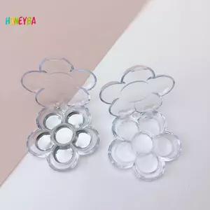 < Honeyba > Hộp đựng phấn mắt rỗng 6 không gian Hộp đựng bảng trang điểm bằng nhựa Skylight Nắp trong suốt Chảo nhôm tròn Kem che khuyết điểm Hộp đựng đẹp
