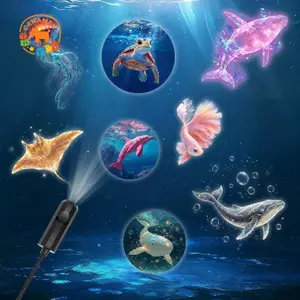 CANAMEK LED USB Máy chiếu Ánh sáng Marine Life Ocean Chủ đề với 8 tấm để trang trí nội thất và chiếu sáng ban đêm cho trẻ em CSF