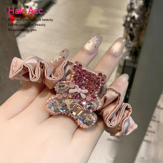 Hoạt Hình Dễ Thương Màu Hồng Kim Cương Giả Nhỏ Scrunchy Tóc Tinh Tế Đính Kim Cương Đàn Hồi Cao Dây Tóc Tất Cả Trận Đấu Đuôi Ngựa Dây Buộc Tóc