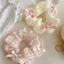 Scrunchies cột tóc caro pastel đính nơ ngọc trai dễ thương mềm nhẹ co giãn tốt cho nữ