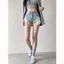 SIBYTE Xanh Jeans Short Rách Ôm Body Siêu Ngắn High Street Mỹ Sexy Nữ Thiết Kế Lạ #1796