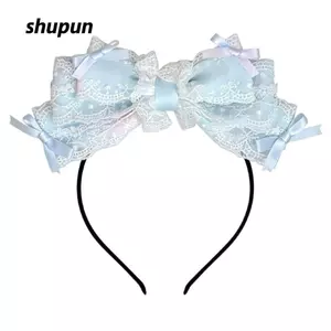 SHUPUN Ruy Băng Nơ Tóc, Băng Đô Cô Gái Rộng Phong Cách Ngọt Ngào, Mũ Thời Trang Ruffle Ren Gothic Mũ Đội Đầu Phụ Kiện Cosplay