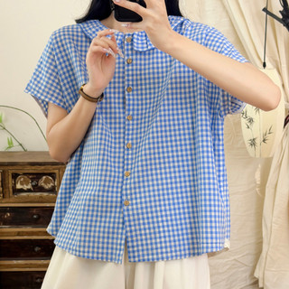 [Hàng có sẵn] Áo sơ mi nữ Cotton chất lượng cao dáng rộng, đa năng, giảm tuổi, nhẹ, mùa hè