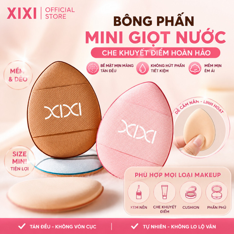 Xixi Bông Mút Ngón Tay Cái Nhỏ Mềm Mịn Đàn Hồi Dùng Ướt Khô Không Ăn Phấn Tán Nền Tự Nhiên GJ87
