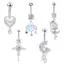 Nhẫn Nút Bụng Sáng Bóng Thép Không Gỉ Trái Tim Rốn Xuyên Barbell Dành Cho Nữ Thời Trang Bụng Nhẫn Gợi Cảm Body Piercing Trang Sức Mới