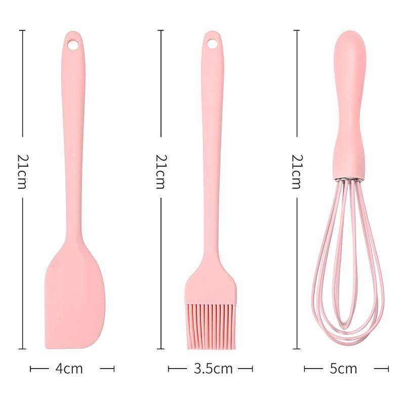 NS Bộ 3 dụng Cụ Nướng Bánh Silicon Thìa Cạp Quét Kem Nhà Bếp Gia Đình Đánh Trứng Cọ Phết Dầu Tiện Ích Đồ Dùng Nhà Bếp NS