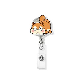 Móc - Kẹp bảng tên HSSV, nhân viên có thể kéo dãn - yoyo nhựa acrylic họa tiết sóc con M49