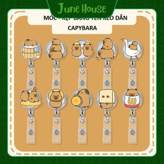 Móc - Kẹp bảng tên HSSV, nhân viên có thể kéo dãn - yoyo nhựa acrylic họa tiết Capybara M15