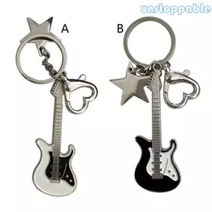 Unstop * Guitar Móc Khóa Kim Loại Mini Pentagram Ngôi Sao Móc Khóa Lấp Lánh Y2k Mặt Dây Chuyền Móc Khóa Trang Sức Giáng Sinh Người Yêu Âm Nhạc O