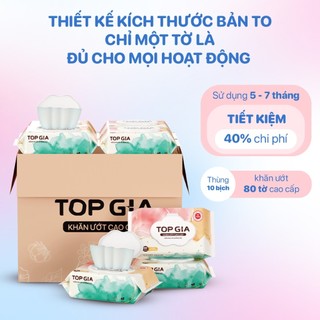 Thùng khăn ướt Topgia 80 tờ ban mai không cồn không parabens cao cấp dành cho mẹ và bé Topgia STore1