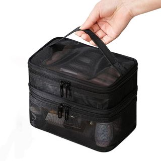 Túi đựng đồ trang điểm OUSXA, Túi đựng mỹ phẩm du lịch 2 / 3 lớp lưới trong suốt, Hộp đựng mỹ phẩm trang điểm dung tích lớn