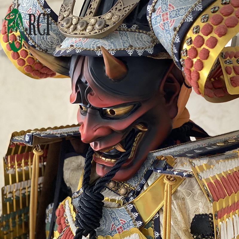 Mặt nạ samurai bác oni cao su, chủ đề kinh dị, phù hợp cosplay và Halloween