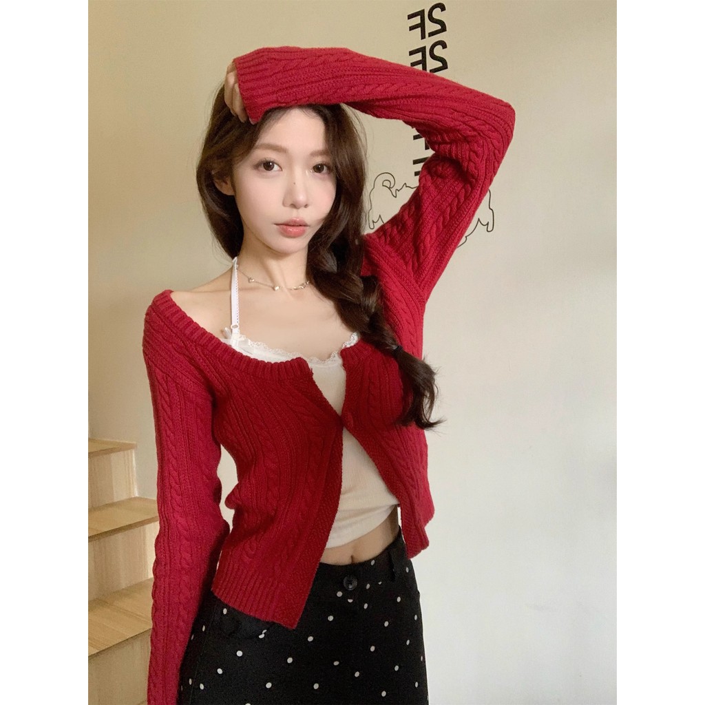 Áo Cardigan Len Mềm Mại Cho Đầu Thu, Phù Hợp Giáng Sinh và Năm Mới