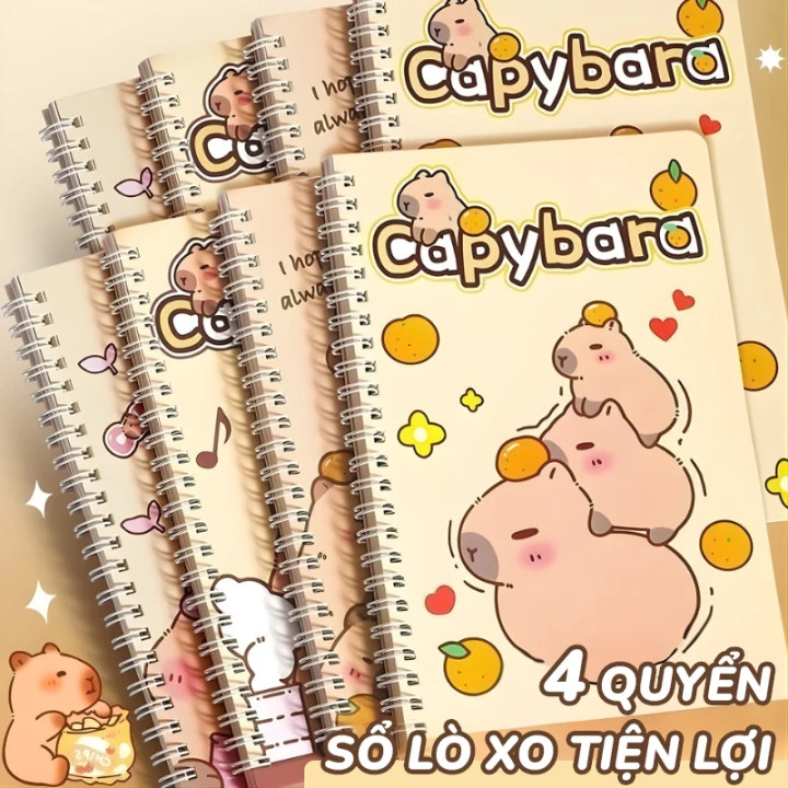 Vở Lò Xo A5 Capybara Kẻ Ngang – Sổ Tay Ghi Chép Cute 60 Trang vở kẻ ngang Dày Dặn Cho Học Sinh Sinh Viên