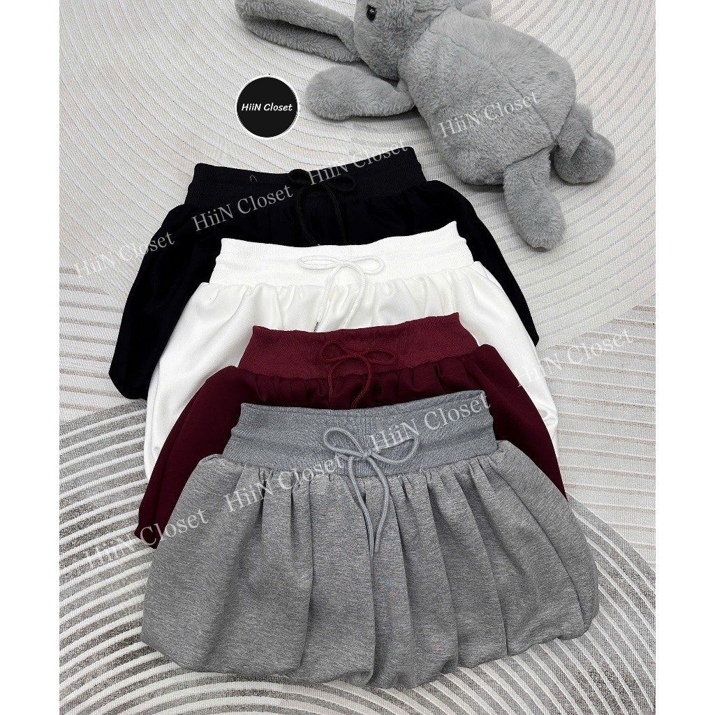 Quần váy Bí ngô chất nỉ 2 da ép mịn / Fom cạp cao ôm eo tôn dáng có dây rút HiiNClothing - 132
