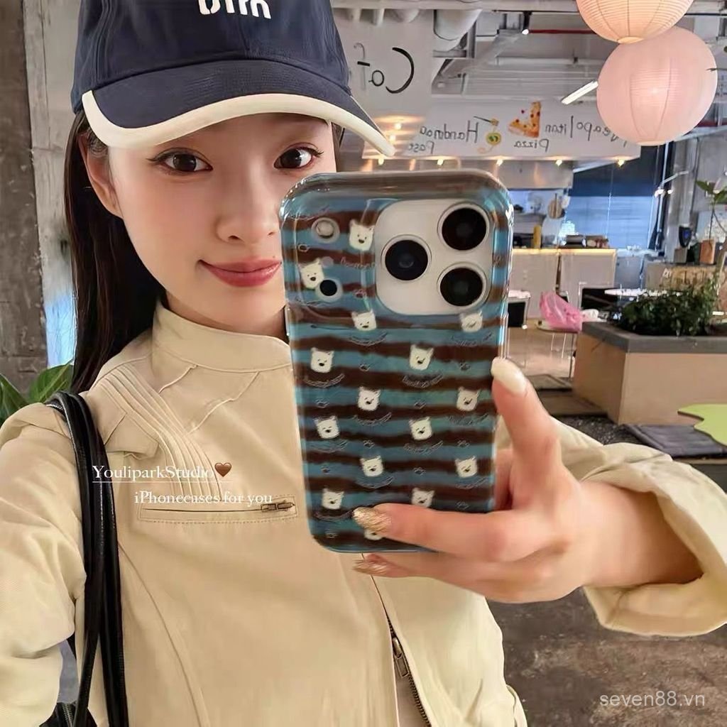 Ốp Điện Thoại Thích Hợp Cho iPhone 7 8 X XS XR XSMAX 11 12 13 14 15 16 17 Pro max Plus Air Brown Blue Kẻ Sọc Dog Vỏ Bảo Vệ Chống Sốc Bao Gồm Tất Cả MTLT