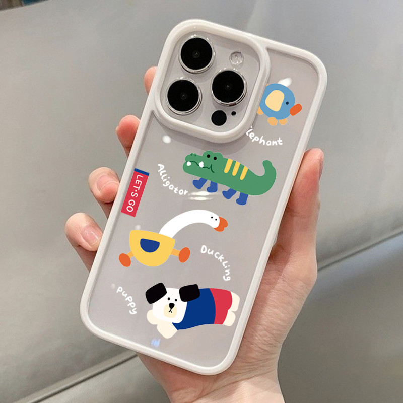 Dành Cho Samsung S23 S24 FE S25 S24 Ultra S23 S22 S21 Plus S20 S21 FE Vui Vẻ Chó Dễ Thương Acrylic Trong Suốt Chống Sốc