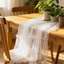 Cờ bàn voan GILL, 75 × 300cm / 75 × 100cm Vải voan vải tuyn Table Runner, Bán trong suốt Sheer Drapes Phong cách Châu Âu Trang trí bàn cưới cho bé