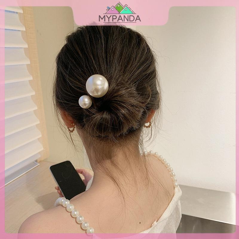 MYPANDA 2 Chiếc Kẹp Tóc Ngọc Trai Giả Thiết Kế Xoắn Hình Chữ U Cho Nữ & Bé Gái Phụ Kiện Tóc Dụng Cụ Tạo Kiểu Tóc.