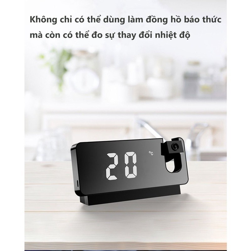 Đồng hồ điện tử để bàn tích hợp đèn LED chiếu thời gian, hiển thị nhiệt độ phòng, có chế độ báo thức